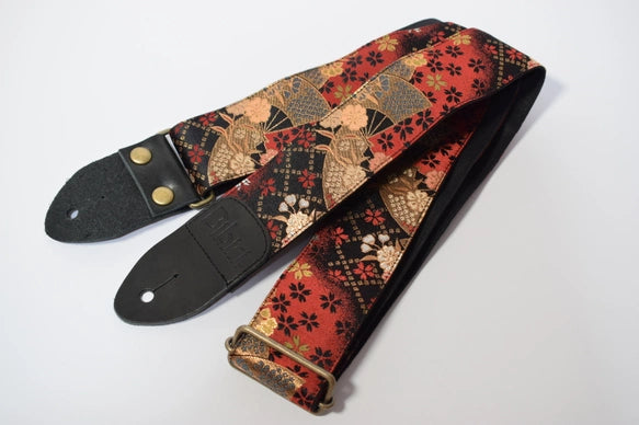 Kyoto Kinran Guitar/Bass Strap (Red & Gold & Black)