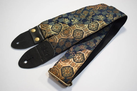 Kyoto Kinran Guitar/Bass Strap (Green & Gold)