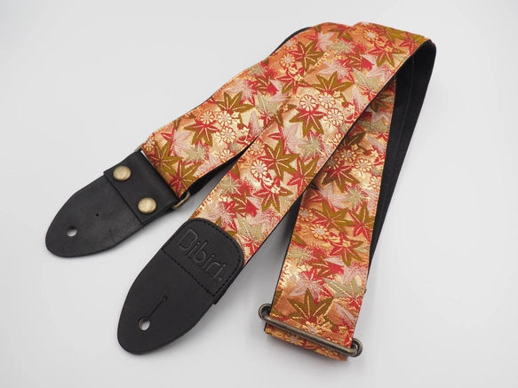 Kyoto Kinran Guitar/Bass Strap (Red & Gold Leaves)