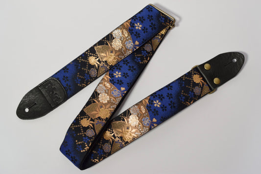 Kyoto Kinran Guitar/Bass Strap (Blue & Gold)